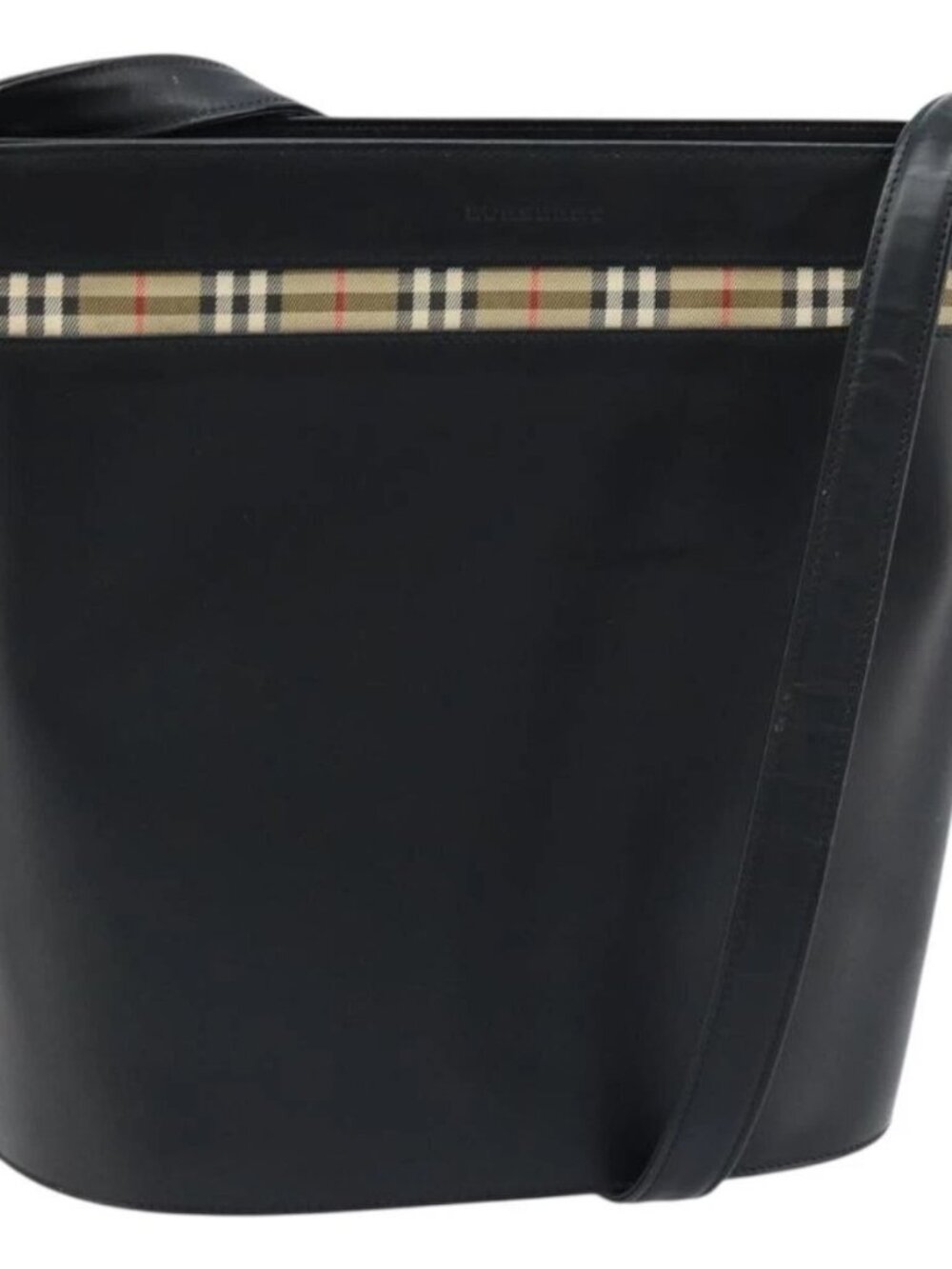 BURBERRY Nova Check Shoulder Bag Leather Black Silver Auth ep13572 - Picture 2 of 15